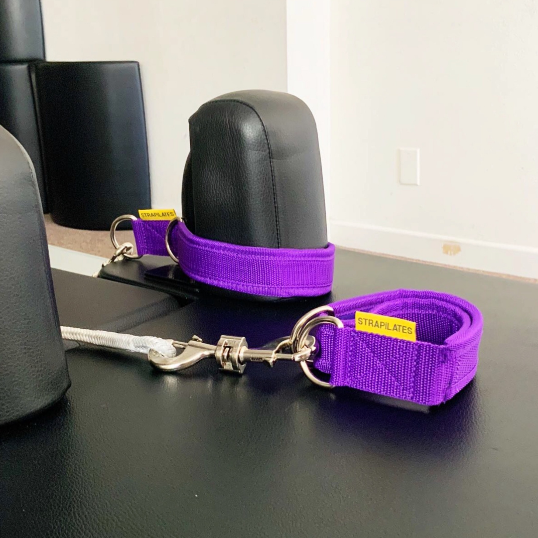 how to adjust the length of  your purple padded pilates loops